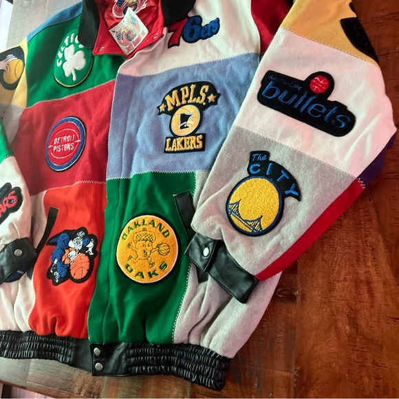 Rare Vintage 1999 Jeff Hamilton NBA and ABA Throwback Patch Varsity Jacket 6X - Picture 6 of 16